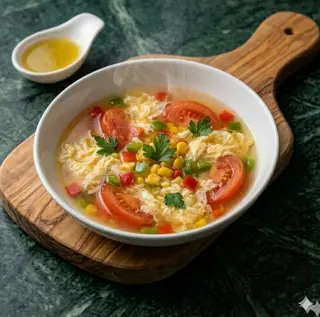 Zuppa con pomodori e uova