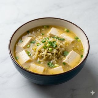 Zuppa di cavolo e tofu in agrodolce