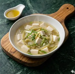 Zuppa con tofu e zazai