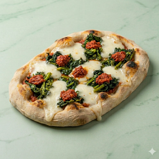 Pinsa nduja, friarielli, provola affumicata
