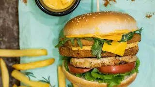 Retro chicken burger