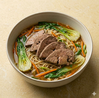 Ramen con fegato di maiale e verdure