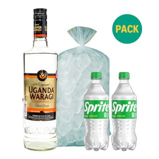 Uganda Waragi Premium 750ml + 2x Sprite 330ml + Ice 1kg