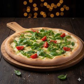 Bianca rucola, pomodorini ,e doppio  mozzarella