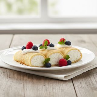 Блины с творогом, кремом и ягодами (180г)