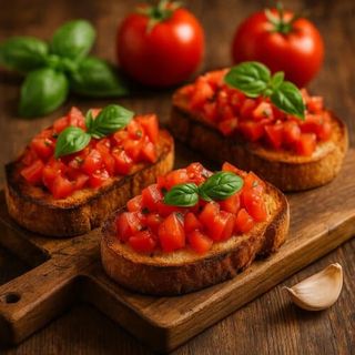 Bruschetta pomodoro fresco, olio, origano e sale