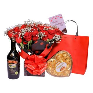 Red Standing Bouquet with Baileys & Chocolates
