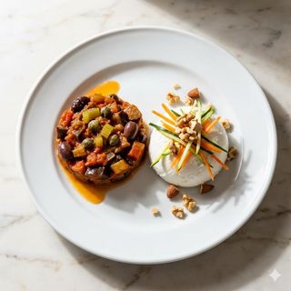 Caponata e mozzarella di riso