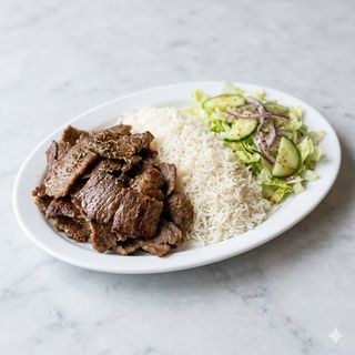 Carne riso e insalata