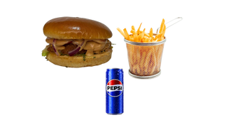 Chicken Burger + Pomfrit + Pepsi
