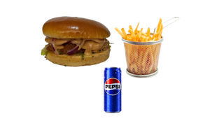 Chicken Burger + Pomfrit + Pepsi