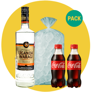 Uganda Waragi Premium 750 ml + 2x Coke 330 ml + Ice 1kg