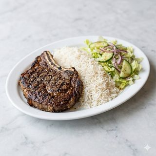 Costata riso e insalata