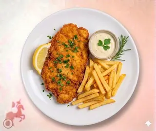 Cotoletta di pollo con patate fritte
