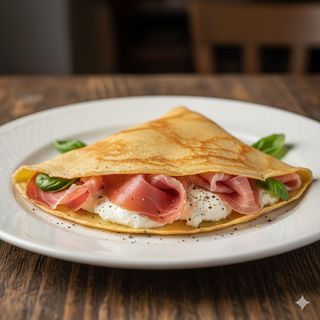 Crêpes con prosciutto crudo e stracchino