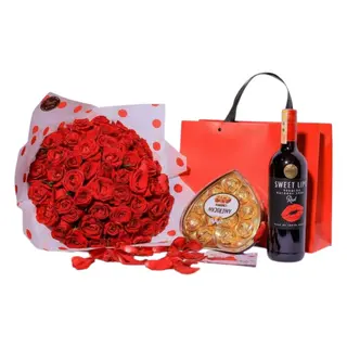 Grand 50 Roses with Sweet Lips & Chocolates