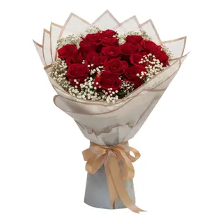 Small Red and Baby's Breath Combination