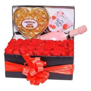Box of Roses with JP Chenet & Chocolates