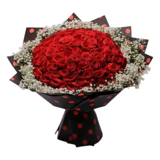 100 Roses & Gypsophila Signature