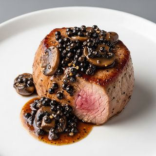 Filetto di vitello al pepe con salsa di funghi