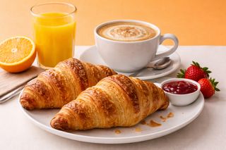French breakfast - croissant, bevanda e succo