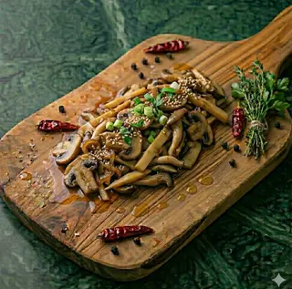 Funghi e bambù saltati
