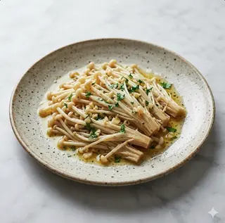 Funghi enoki condito con olio di aglio