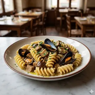 Fusillone porcini e cozze