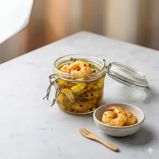 Gamberi dorati sott'olio