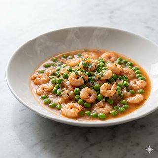 Gamberetti con piselli