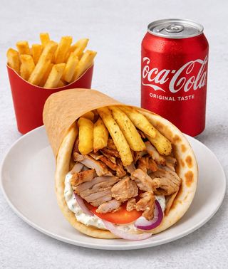 Giros XXL, pomfrit i Coca-Cola