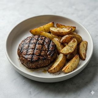 Hamburger di scottona con contorno di patate