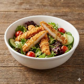 Insalata con pollo fritto