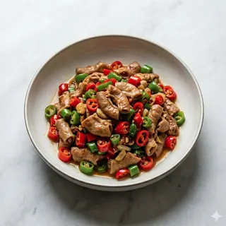 Intestino di maiale saltato con peperoncino