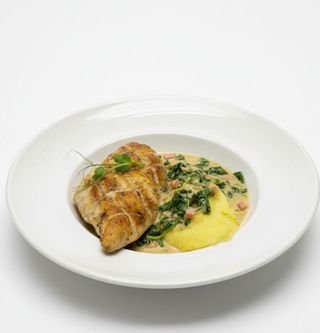 Куриное филе с пюре в сливочном соусе (380г)