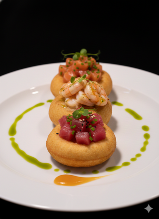 La nostra trilogia di montanarine fritte con salmone, tonno e gambero