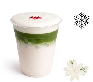 Matcha latte + jasmine cloud