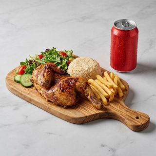 Menu 1/2 pollo con riso e insalata
