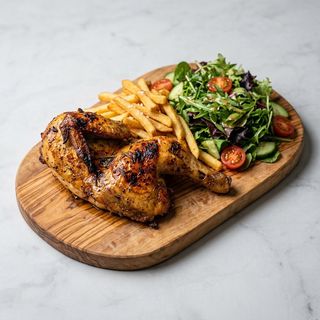1/2 pollo con insalata e patatine