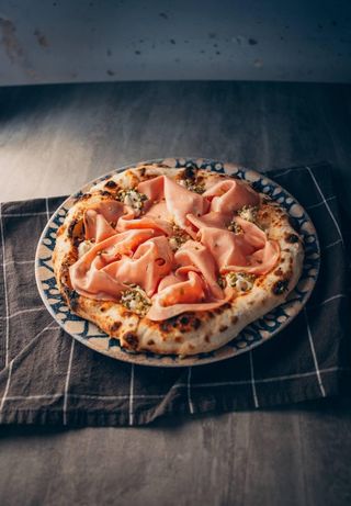 Pizza Mortadella and Pistachio