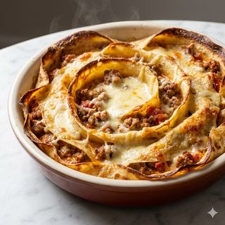 Nido di crepes gratinato