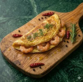 Omelette con gamberi