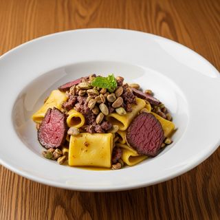 Paccheri pistacchiosa di peri con wagyu