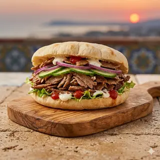 Panino, doppia carne, verdure, salse