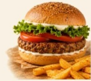 Menù panino con hamburger vegan + patatine + bibita