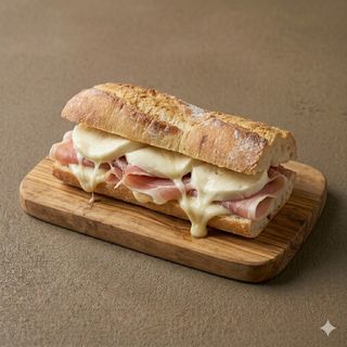 Panino con prosciutto crudo e mozzarella