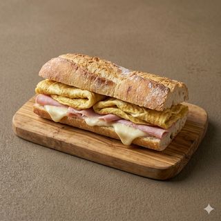 Panino frittata con prosciutto cotto e mozzarella