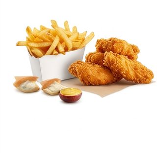 Patatine fritte con nugget di pollo