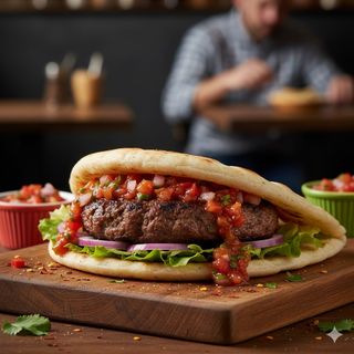 Piadina messicana con hamburger e salsa mariachi