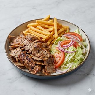 Piatto kebap con insalata
